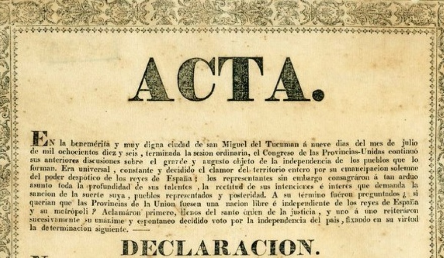 Rescatan un impreso original del Acta de Declaración de Independencia nacional